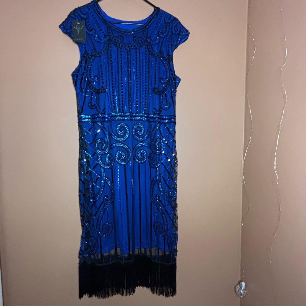 Sequined Blue Dress